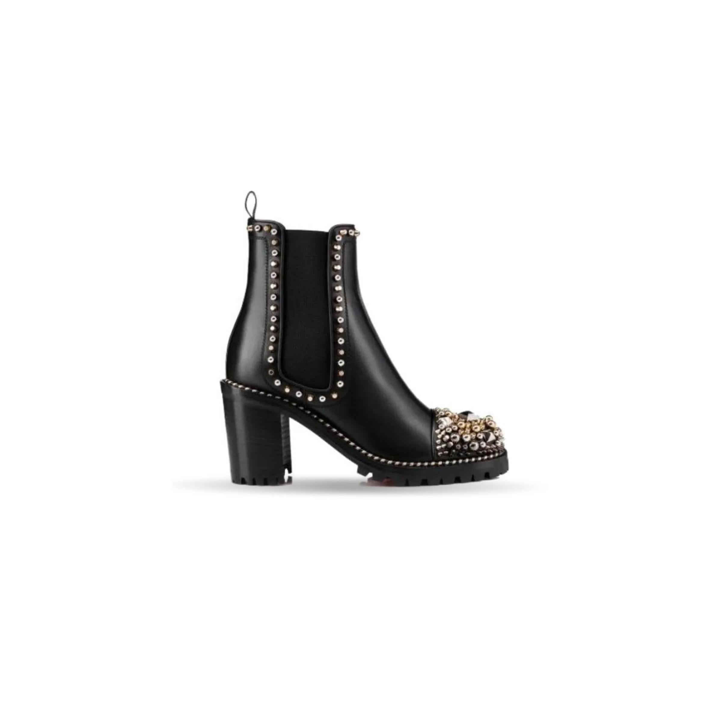 Chr1st1an louboutin calfskin studded chasse a clou chelsea boots , 39 black 3170781bk01